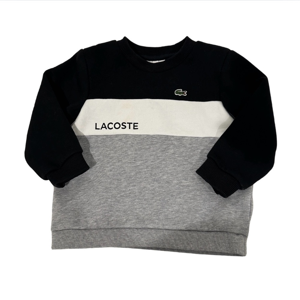 Lacoste Black and Gray Sweater with Signature Crocodile Logo